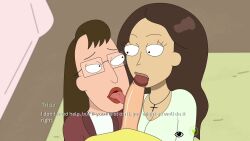 1boy 2girls blowjob female ferdafs glasses licking licking_penis male morty_smith nancy_(rick_and_morty) pov rick_and_morty rick_and_morty:_a_way_back_home threesome tricia_lange