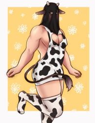 1boy bara bara_tiddies bara_tits barazoku call_of_duty call_of_duty_modern_warfare_2_(2022) cow_print cow_print_legwear cow_print_stockings cow_tail crossdressing cute könig konig male male_focus male_only manly_crossdresser marndraws pinup solo_male virgin_killer_sweater