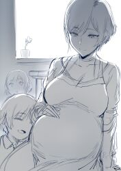 flower_pot happy happy_female hews_hack indoors large_breasts milf mother mother_and_child mother_and_daughter pregnant pregnant_belly pregnant_female reina_mishima short_hair tekken tekken_8