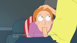 1boy 1girls blowjob blush brother_and_sister couch english english_text fellatio ferdafs hand_on_head incest living_room morty_smith pajamas partial_male rick_and_morty rick_and_morty:_a_way_back_home summer_smith text