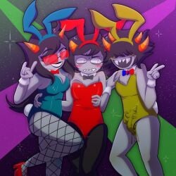 1girls 2boys 2boys1girl bunny_costume bunny_ears bunnysuit homestuck kankri_vantas latula_pyrope male mituna_captor