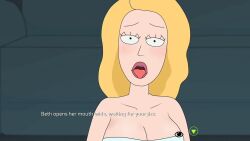 beth_smith blonde_hair blush clevage ferdafs mouth_open rick_and_morty rick_and_morty:_a_way_back_home tongue tongue_out towel