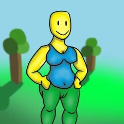 casual chubby_female female hemion hourglass_figure noob pussy_visible_through_clothing roblox smiling yellow_body