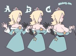 1girls alternate_breast_size artist_name bare_shoulders big_breasts breast_expansion breasts cleavage edit expansion eyebrows eyelashes female female_only grey_background growth huge_breasts human human_only humanoid large_breasts mario_(series) nintendo princess_rosalina simple_background solo solo_female subway_sum super_mario_galaxy text voluptuous watermark