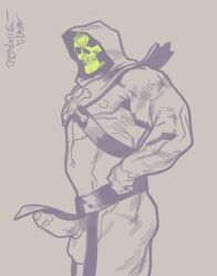 adamgraphite balls boner erection hood male male_only masters_of_the_universe monochrome muscular penis skeletor skull skull_head solo solo_male