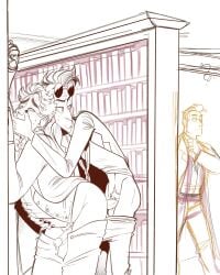 almost_caught aziraphale crowley gabriel_(good_omens) gay gay_sex good_omens library owlymedics skinny