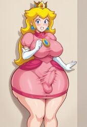 1futa 1girls accurate_art_style adult ai ai_generated big_breasts big_futa big_penis blonde_hair blue_eyes blush blush_lines child_bearing_hips civitai curvaceous curvy curvy_female curvy_figure dress embarrassed embarrassed_female erect_penis erection erection_under_clothes erection_under_dress female front_view futa_on_female futa_only futanari gem gemstone gloves hourglass_figure hourglass_figured_female large_breasts long_hair looking_at_viewer looking_embarrased mario_(series) mature mature_female mature_futa mature_woman nintendo nsfw pink_dress princess princess_peach solo super_mario_bros. super_princess_peach testicles video_game video_game_character video_games voluptuous voluptuous_female wall wall_(structure) white_gloves wide_hipped_female wide_hips