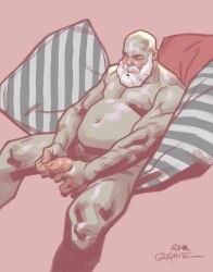 adamgraphite balls beard boner christmas erection facial_hair male male_only masculine nude penis santa_claus sitting solo solo_male white_hair