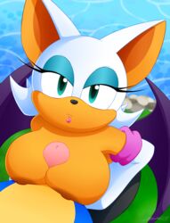 anthro bat big_breasts breasts eyelashes female furry gloves looking_at_viewer male mammal nipples outercourse paizuri penis pov rouge_the_bat sega slickehedge sonic_(series) sonic_the_hedgehog straight
