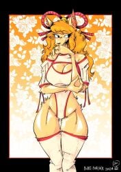 anthro ceroba_(undertale_yellow) ceroba_ketsukane female female_only fox huge_breasts solo swimwear thick_thighs undertale_(series) undertale_yellow wide_hips