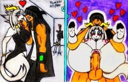 <3_eyes anthro anthro_penetrated antlers big_breasts big_ears blue_eyes blush bovid breasts caprine clothed clothing comic domestic_cat duo feet felid feline felis female front_view full_nelson fur genitals goat grey_body grey_fur grey_hair gun hair hair_over_eyes hand_on_chin happy happy_sex heart hi_res hooves horn huge_hips human human_on_anthro human_penetrating human_penetrating_anthro hybrid interspecies lagomorph legwear leporid long_ears love male male/female mammal melee_weapon nipples nude panties penetration pseudoregalia pussy rabbit ranged_weapon rifle self_insert sex soles stand_and_carry_position standing standing_sex sword sybil_(pseudoregalia) theloanwanderer216 thick_thighs thigh_highs topwear traditional_media_(artwork) underwear vaginal_penetration vaginal_penetration weapon wide_hips