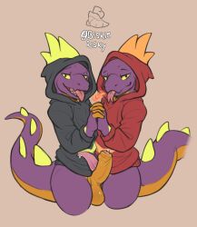 2boys animal_genitalia animal_penis anthro artist_request ass balls big_ass big_thighs butt cum femboy gay holding_hands jacket leezpunk male male/male male_only orange_hair pal_(species) palworld penis_to_penis precum punk punk_girl purple_body purple_skin tagme tail thick_hips thick_thighs thighs yaoi yellow_eyes yellow_hair