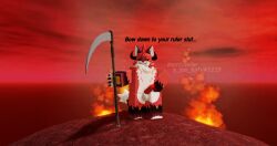 1boy 3d demon_hazzy_(kaiju_paradise) erection fire first_porn_of_character hazzy_(kaiju_paradise) hell kaiju_paradise murrcrawler roblox roblox_game self_upload text weapon