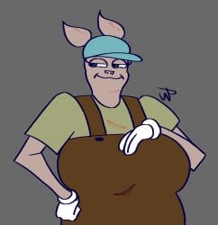 1girls anthro big_breasts breasts clothed clothing domestic_pig female female_only hat huge_breasts kappi0 loaltoff mammal pig pink_body rule_63 rule_63 self_upload smirk solo sus_(pig) suspenders tagme uncle_samsonite