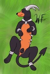 anus artwork_(digital) canid canine canine_genitalia canine_pussy canine_vulva cartoon cute female feral fluffy furry genitals happy_dream happy_female hi_res horn houndoom ibispaintx lawn legs_open lying lying_on_back lying_on_floor mammal paws pokemon pokemon_(species) pussy resting signature type-dog uncensored vagina vulva