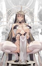 1girls 2020s 2024 2d 2d_(artwork) big_breasts big_thighs black_high_heels blonde_hair breast_curtains breasts busty child_bearing_hips cleavage curvy curvy_figure female female_focus female_only halo hi_res high_heels highres hips hourglass_figure huge_breasts large_breasts large_thighs light-skinned_female light_skin loincloth loincloth_lift long_hair looking_at_viewer nipple_bulge nipples_covered nun nun's_habit nun_outfit original original_character podium red_eyes revealing_clothes skimpy skimpy_clothes sleeves solo solo_female solo_focus squatting thick_thighs thighhighs thighs underboob voluptuous white_thighhighs wide_hips yuichi_hiiragi