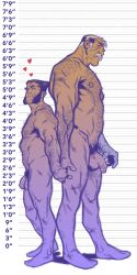 adamgraphite balls cable_(x-men) flaccid holding_hands james_howlett male male_only marvel marvel_comics moustache nude penis size_difference white_hair wolverine_(x-men) x-men yaoi