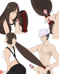 faceless_male final_fantasy final_fantasy_vii hair_grab hairjob tifa_lockhart wildhl