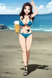 1girls ai_generated bare_arms bare_legs bare_shoulders bare_thighs beach big_breasts bikini bikini_bottom bikini_top brown_hair cana_alberona clothed clothing color fairy_tail female female_focus female_only hi_res large_breasts light-skinned_female light_skin long_hair sand sea senotakai_ai solo solo_female tagme tattoo thick_thighs water