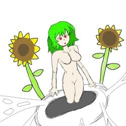 big_breasts cocoon hatching nude nude_female sunflower touhou yuuka_kazami