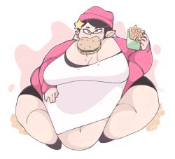 1girls belly breasts callie_(splatoon) curvy eating fat female female_focus food huge_belly huge_breasts kappallnight obese obese_female overweight overweight_female pointy_ears sitting solo solo_female solo_focus splatoon the_kappass thick_thighs