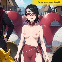 ai_generated audience black_hair boruto:_naruto_next_generations breasts breasts_out breasts_out_of_clothes clothed clothes_lift clothing clothing_lift glasses light-skinned_female light_skin naruto naruto_(series) nipples no_bra open_mouth partially_clothed partially_nude perfect_body petite petite_body petite_female petite_girl proud public public_exposure public_humiliation public_indecency public_nudity removing_clothing removing_shirt sarada_uchiha showing_breasts slim slim_waist small_breasts stable_diffusion teen teen_girl teenage_girl teenager tits_out wetfixxxai young younger_female