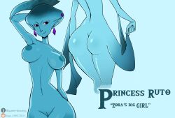 1girls big_ass big_breasts big_butt bimbo bimbo_anthro bimbo_body blue_body blue_skin female female_only female_zora fish fish_girl merfolk ocarina_of_time princess_ruto purple_eyes queen queen1 reddit_username scalie_female scalie_humanoid small_waist solo the_legend_of_zelda tight_pussy u/hugo_espectro1- wide_ass wide_eyed wide_hips wide_thighs zora