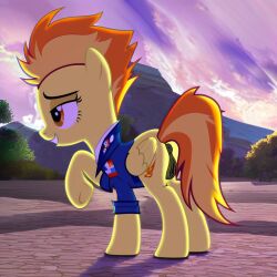 ai_generated animal_genitalia animal_pussy equid equine equine_genitalia equine_pussy friendship_is_magic genitals hasbro horse my_little_pony orange_eyes pegasus pony smile spitfire_(mlp) wonderbolts_(mlp) yellow_body yellow_fur