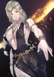 big_breasts blonde_hair breasts cleavage clothed_female elden_ring female female_focus fromsoftware queen_marika_the_eternal smile solo_female