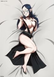 1girls angel_glitch artist_name big_breasts biting_own_lip breasts dakimakura disney disney_channel female female_only glasses heterochromia high_heels large_breasts lilith_clawthorne long_hair nipples pointy_ears revealing_clothes ruddyrzaq solo tagme the_owl_house