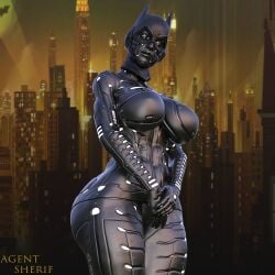 1girls 3d ass batgirl batman_(series) big_ass big_breasts breasts dc_comics female huge_ass nordfantasy robot robot_girl solo