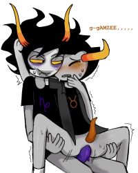 2boys alien anal anal_sex begging black_hair blush buldge closed_eyes cum_in_ass cum_inside cute_male domination erect_penis erection fangs filling flustered gamzee_makara gay gay_sex genitals grey_body grey_skin homestuck homestuck_troll horn horns legs_apart legs_up male/male male_penetrating moaning nervous nook penetration penis rough rough_sex submissive sweat sweatdrop tavros_nitram tentacle tentacle_penetration tentacle_penis trembling vulnerable yaoi