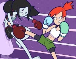 adventure_time boxing boxing_gloves boxing_match boxing_ring boxing_shorts cartoon_network crossover female female_focus female_only foster's_home_for_imaginary_friends frankie_foster marceline marceline_abadeer marceline_the_vampire_queen netto-painter ryona vampire vampire_girl warner_bros warner_brothers