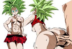 1girls all_fours anal anal_sex anus ass blonde_hair breasts doggy_style dragon_ball dragon_ball_super female fusion green_hair head-cha-la kefla legendary_super_saiyan light-skinned_female light_skin male nipples penis potara_earrings saiyan skirt spiky_hair super_saiyan super_saiyan_2 universe_6_saiyan/universe_7_saiyan