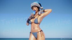 1girls 3d 3d_(artwork) alternate_version_available bikini bikini_bottom bikini_top blender blue_bikini blue_bikini_bottom blue_bikini_top blue_makeup bobblehat bra cleavage clouds epic_games female female_focus female_only fortnite fortnite:_battle_royale frozen_nog_ops gloves hand_behind_head handwear headhuntersmine headwear holding_popsicle light-skinned_female light_skin makeup medium_breasts nog_ops_(fortnite) outdoors outside panties pose posing presenting sideboob sky standing watermark