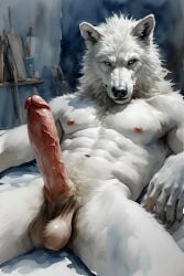 adam360 ai_generated anthro balls canid canine canis erection furry male male_only penis werewolf wolf
