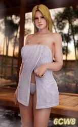 1girls 3d 6cw8 blonde_hair dead_or_alive helena_douglas towel