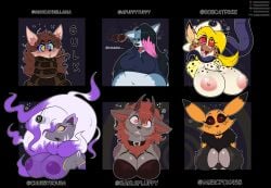 anthro asphyxiation big_breasts breasts chubbyzoura coil coiling coils crossover disney female furry hypnosis hypnotized iamaneagle_(artist) kaa llama mocca_(moccathellama) nipples outletdraws pokemon pokemon_(species) renamon squeezing the_jungle_book zoroark