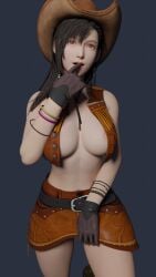 3d busty cowboy_hat cowgirl cowgirl_hat cowgirl_outfit female female_focus female_only final_fantasy final_fantasy_vii hat hourglass_figure jul3dnsfw tagme tifa_lockhart wide_hips