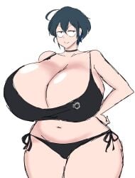 30th_video_rentals big_breasts bikini black_hair breasts cleavage color curvy female female_focus female_only huge_breasts indie_virtual_youtuber kataochi_chuuko large_breasts momiji_(artist) nakako_kataochi short_hair smile solo solo_female swimsuit virtual_youtuber