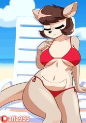 alfa995 animated ass beach big_breasts bikini breasts brown_eyes brown_hair female furry gif jill_(alfa995) kangaroo spread_legs tagme thick_thighs thighs