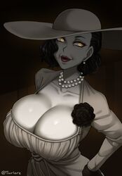 1girls alcina_dimitrescu breasts cleavage female female_only huge_breasts large_breasts mature mature_female milf resident_evil resident_evil_8:_village solo twrlare veiny_breasts