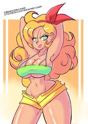 1girls bad_launch bigmoneyjugs blonde_hair cameltoe cleavage curly_hair curvy dragon_ball erect_nipples female green_eyes huge_areolae huge_ass huge_breasts launch puffy_nipples thick_lips very_long_hair voluptuous wide_hips