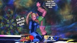 1boy 1girls 3d athletic athletic_female big_breasts big_penis bimbo black_tank_top blonde_hair blowjob bodysuit boxing_gloves breasts cum cum_on_face cumshot gameplay_mechanics grabbing_face green_boxing_gloves kiss_mark kneeling lipstick_mark lipstick_on_penis little_mac long_hair metroid milf muscular muscular_male nintendo older_female on_knees penis ponytail punch_out samus_aran satisfied sex sfm shorts skin_tight straight super_smash_bros. super_smash_bros._for_nintendo_3ds_and_wii_u surprised teenager text tight_clothing vs younger_male zero_suit zero_suit_samus