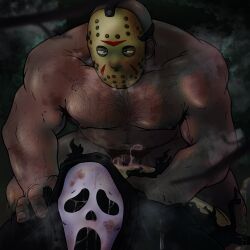 2boys anal crossover cum_in_ass friday_the_13th gay ghostface harzu jason_voorhees male male_only mask scream_(franchise) torn_clothes yaoi