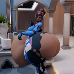 1girls annoyed_expression ass_bigger_than_head ass_expansion ass_focus belly_expansion big_breasts bodysuit d.va huge_ass huge_belly hyper hyper_ass hyper_belly overwatch thick_thighs torn_bodysuit torn_clothes weight_gain wobblinggut