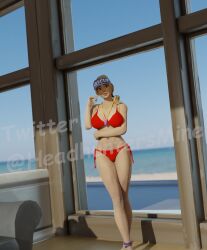 1girls 3d 3d_(artwork) anklet bikini bikini_bottom bikini_top blender blonde_hair bra breasts cleavage detailed_background epic_games female female_focus female_only fortnite fortnite:_battle_royale hat headhuntersmine headwear large_breasts lifeguard light-skinned_female light_skin looking_at_viewer medium_breasts panties petite petite_body pinup ponytail pose posing presenting presenting_breasts red_bikini red_bikini_bottom red_bikini_top solo solo_focus standing sun_strider sunlight swimsuit thighs watermark window