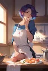 1futa a1exwell ai_generated apron closed_eyes cum cum_on_food cumshot food futa_milf futa_only futa_sans_pussy futanari kitchen masturbation milf milf_futa mommy orgasm_face penis stable_diffusion testicles