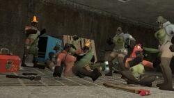 3d ball_fondling beezechurger big_penis breasts fempyro futa_on_female futanari garry's_mod huge_cock masturbating masturbation naked_female pyro_(team_fortress_2) shocked team_fortress_2