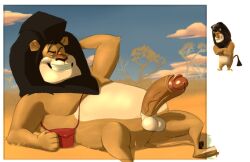 1boy dreamworks erection furry lion lying madagascar_(series) madagascar_escape_2_africa makunga male_focus male_only paramount_pictures penis presenting_penis sandastrevor solo